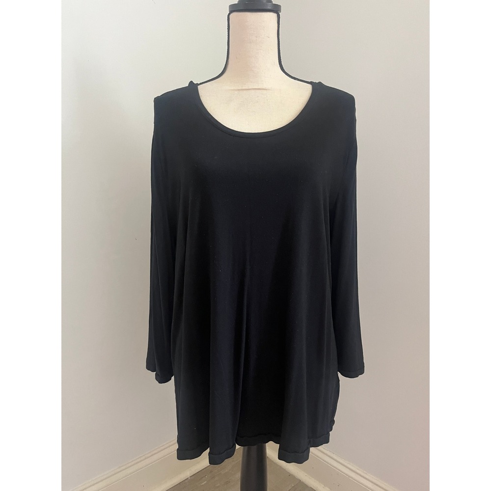 Womens Black Long Sleeve Tee size XL Scoop Neck Basic Everyday Casual T-Shirt